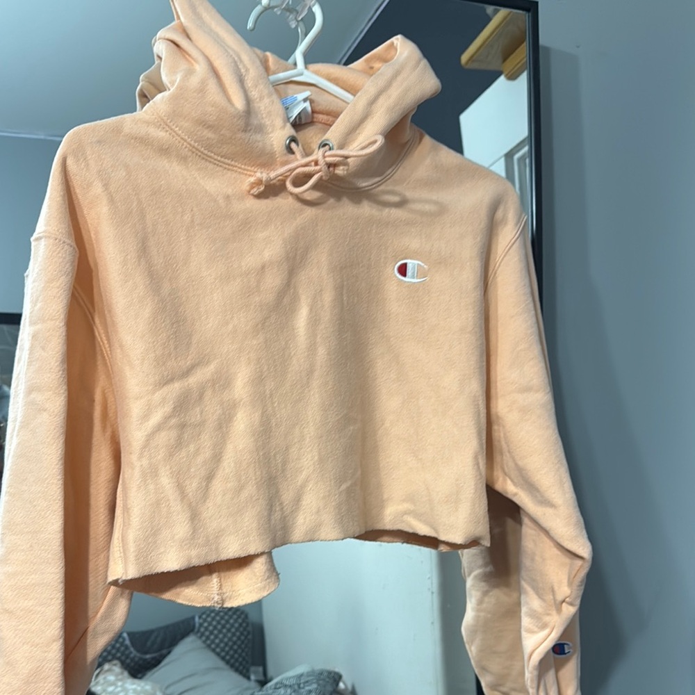 Champion Light Orange Cropped Hoodie